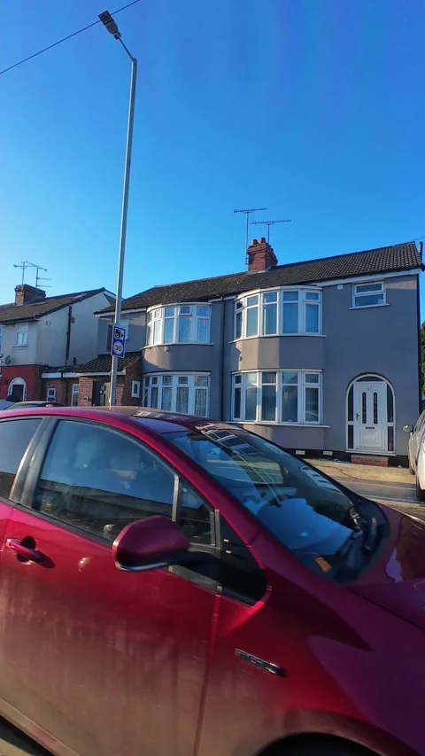 Wide Angle Vertical Footage of British Urban City Streets During Car Drive Stock-Footage 327451783