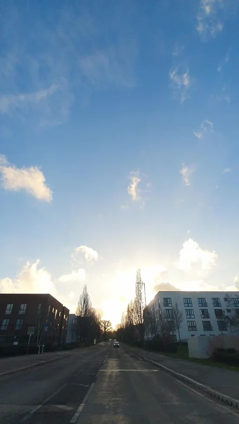 Wide Angle Vertical Footage of British Urban City Streets During Car Drive Stock Footage 327452620