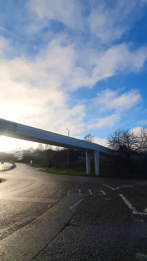 Wide Angle Vertical Footage of British Urban City Streets During Car Drive Vídeo Stock 327453579