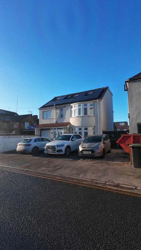 Wide Angle Vertical Footage of British Urban City Streets During Car Drive Stock Footage 327453665
