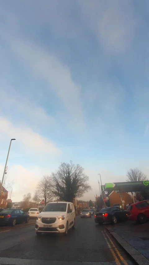 Wide Angle Vertical Footage of British Urban City Streets During Car Drive Stock-Footage 327454245