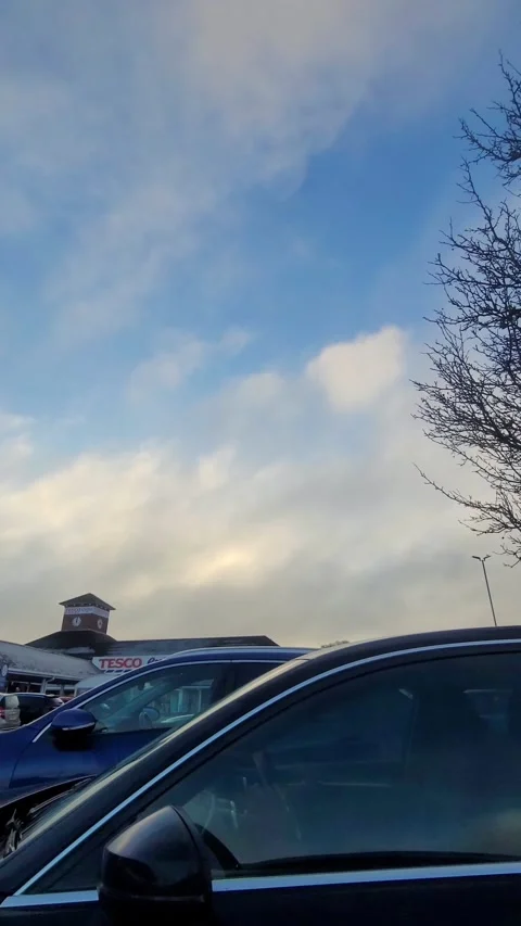 Wide Angle Vertical Footage of British Urban City Streets During Car Drive Stock Footage 327454282