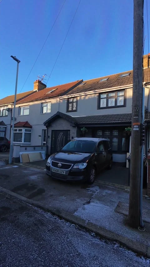 Wide Angle Vertical Footage of British Urban City Streets During Car Drive Stock Footage 327454722