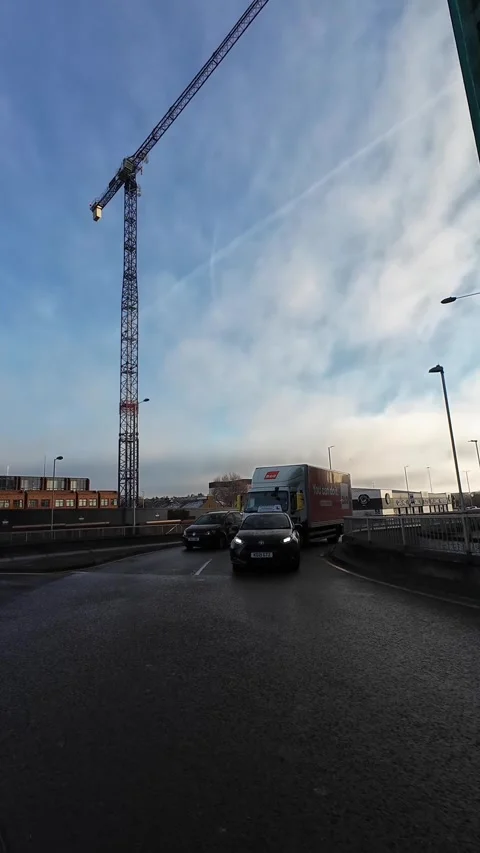 Wide Angle Vertical Footage of British Urban City Streets During Car Drive Vídeos de archivo 327455971