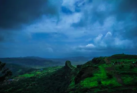 A Wide angle view of An Ancient fort in Maharashtra 스톡 사진