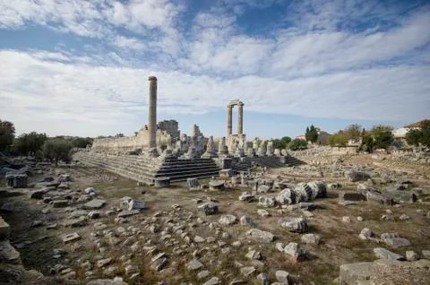 Wide angle view of the apollon temple at didyma ancient city	 Stock Photos