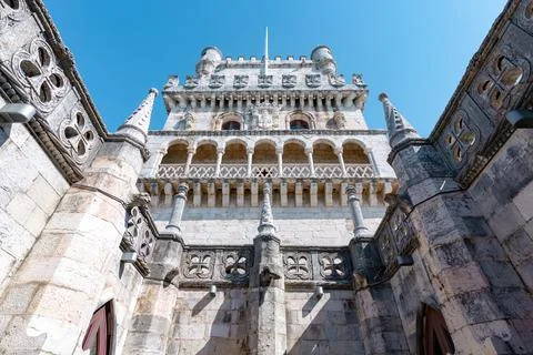 Wide angle view of Belem tower from the inside Stock Photos
