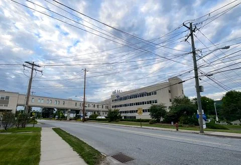 A wide angle view of the Bon Secours Community Hospital. Stock Photos