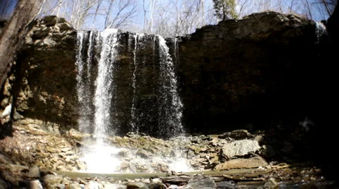 Wide Angle view bottom of Waterfall Stock Footage 2433247