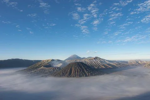 Wide angle view of Bromo Tengger Semeru National Park Stock Photos