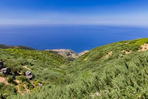Wide angle view of Calheta Stock Photos