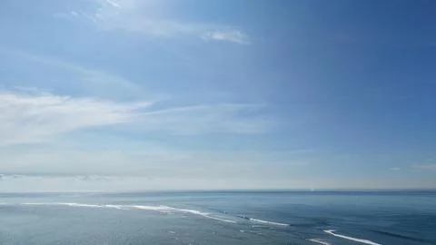 Wide Angle View of Calm Blue Sea with Gentle Waves under a Clear Summer Sky 写真素材
