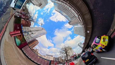 Wide Angle View of Capital Central London City Streets and Buildings Stock Footage 329499224