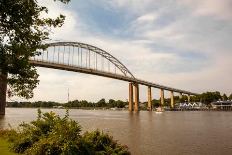 Wide angle view of the Chesapeake and Delaware Canal (C and D canal) Stock Photos