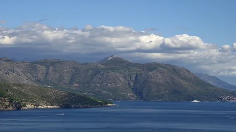 Wide angle view of coast and landscape in Croatia to Montenegro Stock Footage 71178388