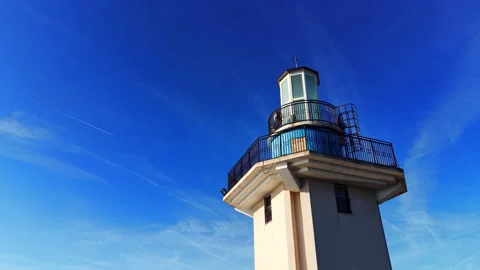Wide angle view of a coastal lighthouse tower, Bulgaria 動画素材 339667848