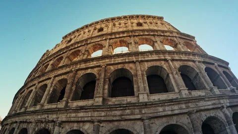 Wide angle view of coloseum 4k close up during the day of febuary 2023 Video stock 235622812
