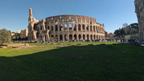 Wide angle view of coloseum 4k close up during the day of febuary 2023 Stock Footage 236325336