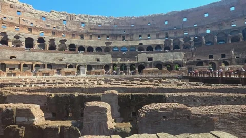 Wide angle view of Colosseum with cross on the opposite side Stock Footage 346641355