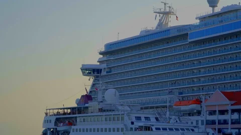 Wide angle view of cruise ship, penang Stock Footage 108797903