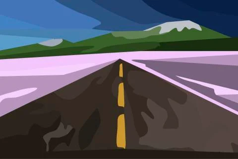 Wide angle view of a direct road Stock Illustration