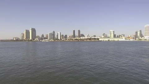 Wide Angle View of Downtown San Diego California USA from Coronado Island 07 Stock Footage 102887459