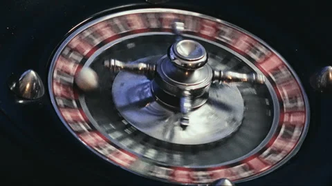 Wide Angle  View of an Elegant Casino Roulette Wheel Spinning with Ball Video stock 343431842