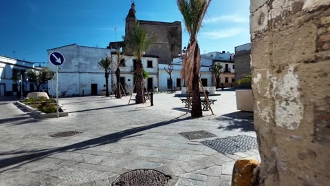 Wide angle view entering Plaza del Mercado, Jerez de la Frontera, Andalusia Stock Footage 341663754