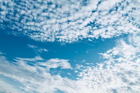 Wide Angle View of Fluffy White Clouds on Blue Sky in Jakarta Stock Photos