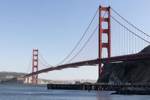 A Wide Angle View of the Golden Gate Bridge. Stock Photos