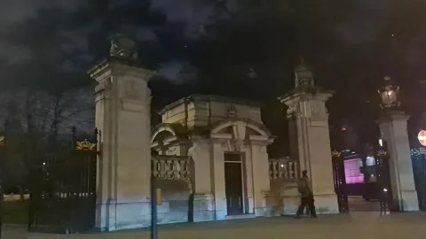 Wide Angle View of Illuminated Streets of Capital Central London City at Night Stock Footage 330567399