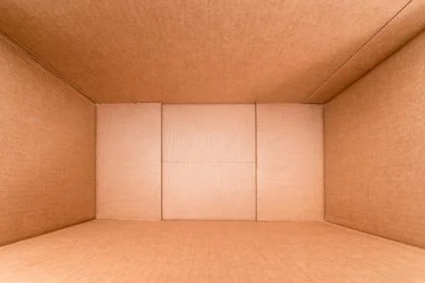 Wide angle view inside cardboard box Foto stock