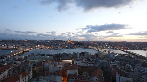 Wide angle view of Istanbul from the Galata tower. Turkey. April 10, 2019 库存影片 113801992