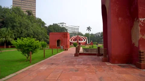 Wide angle view of Jantar Mantar monument in Delhi Stock Footage 315829532
