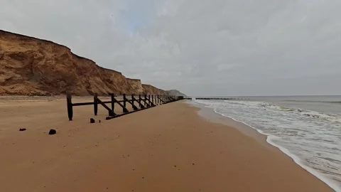 Wide angle view of the Jurassic coast in West Runton, North Norfolk Video stock 308318578