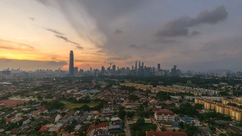 Wide Angle View of Kuala Lumpur Cityscape During Sunset. Video stock 106394080