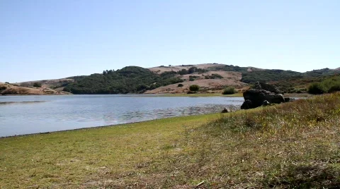 Wide Angle View Lake Stock Footage 856454