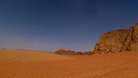 Wide angle view of mountain hill, desert, in Jordan Stock Footage 103217529