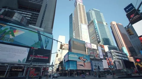 Wide angle view of NYC New York City Street Times Square Stock Footage 151767049