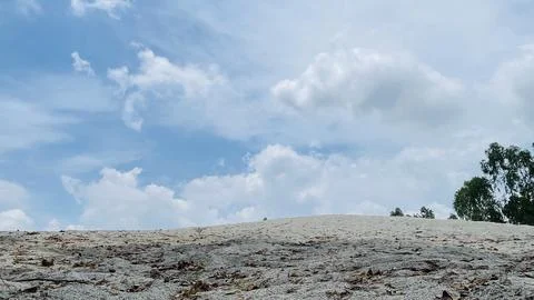 Wide Angle View of Open Field Ground and Mound with Sky Horizon Stock Photos