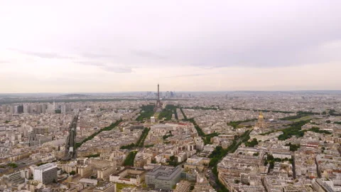 Wide angle view of Paris as seen from the Montparnasse Tower Stock Footage 237925146
