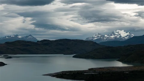 Wide angle view of the park with Lenticular clouds Stock Footage 113931601
