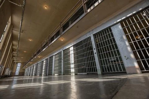 Wide angle view of prison cells Stock Photos