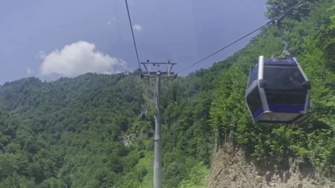 Wide Angle View of Qabala Mountains from Cable Car – 4K Nature Footage 库存影片 321706748