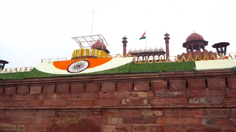 Wide Angle View of Red Fort India Stock Footage 315828625