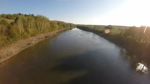Wide angle view of a River Stock Footage 42900845