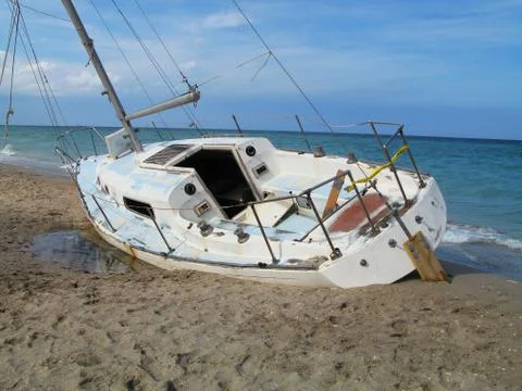 Wide Angle View of a Sailboat Stock Photos