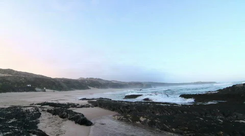 Wide angle view of sea at beach Stock Footage 842513