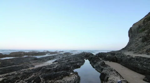Wide angle view of sea at beach Stock Footage 842738