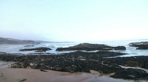Wide angle view of sea at beach Stock Footage 842742
